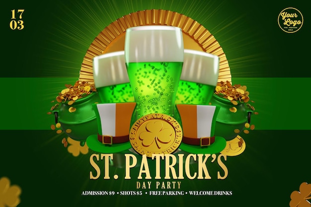 Modelo de postagem de celebração ou festa de Saint Patricks para mídias sociais