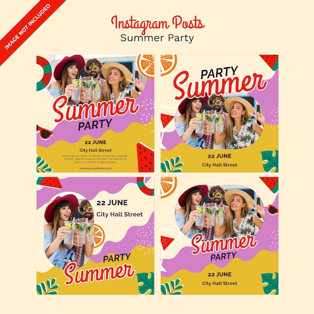 Modelo de postagem de festa de verão no Instagram