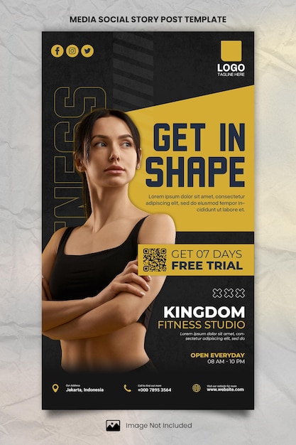 Modelo de postagem de história social da mídia get in shape