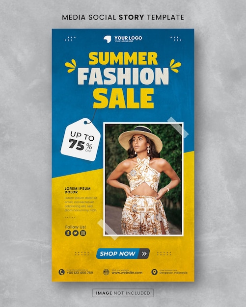 PSD modelo de postagem de história social de mídia de promoção de moda de verão