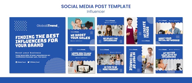 Modelo de postagem de influenciador em mídia social