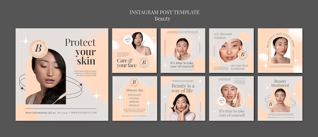 PSD modelo de postagem de instagram de beleza de design plano