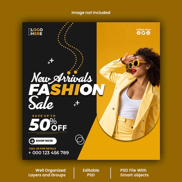 Modelo de postagem de Instagram de mídia social de moda moderna e vibrante