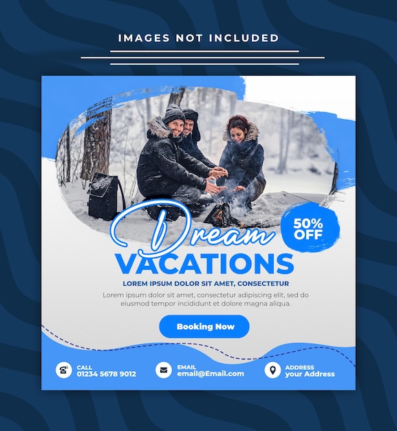 Modelo de postagem de Instagram ou de mídia social de viagens e turismo