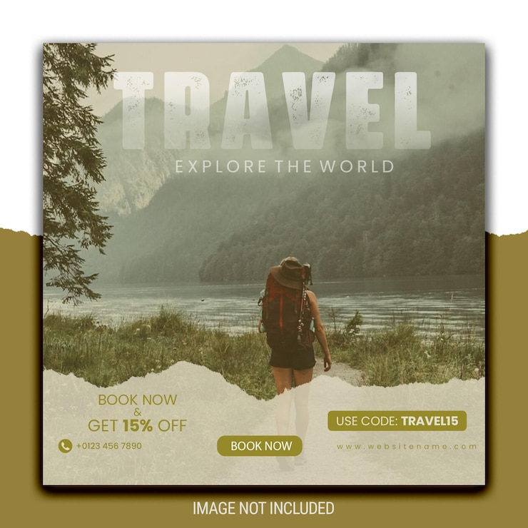 PSD modelo de postagem de instagram ou de mídia social de viagens e turismo