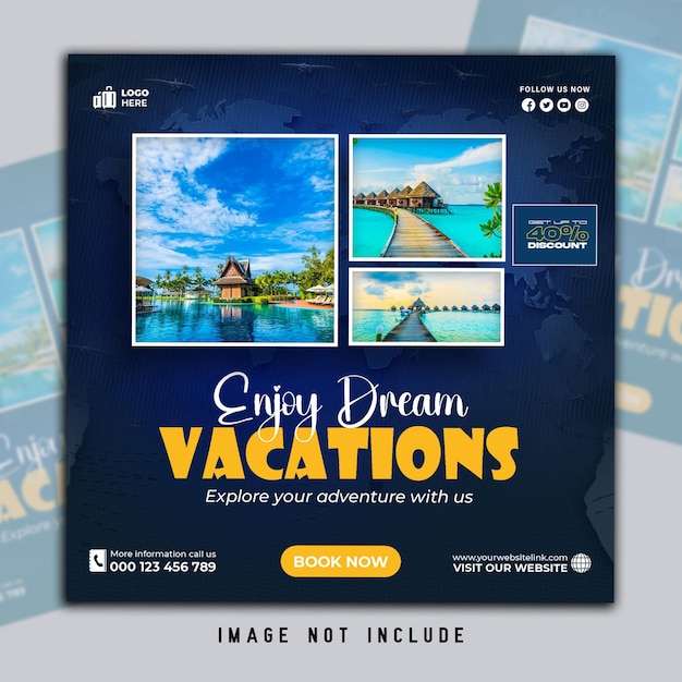 Modelo de postagem de Instagram ou de mídia social de viagens e turismo