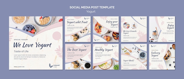 Modelo de postagem de iogurte em mídia social