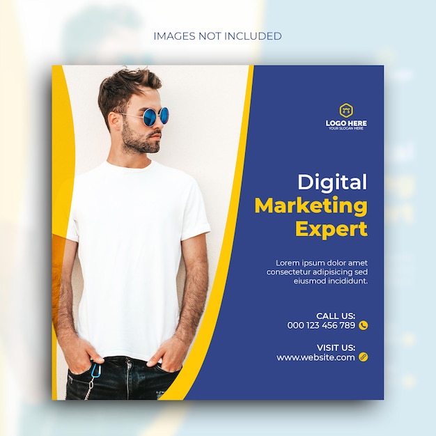 Modelo de postagem de marketing digital e mídia social corporativa