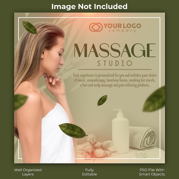 Modelo de postagem de massagem PSD premium
