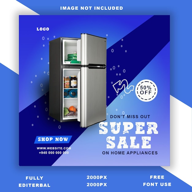 modelo de postagem de mídia de refrigerador