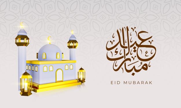 Modelo de postagem de mídia social 3d Eid realista
