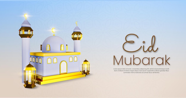 Modelo de postagem de mídia social 3d Eid realista