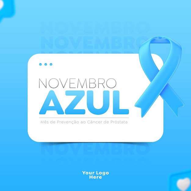 Modelo de postagem de mídia social campanha de novembro azul de conscientização do câncer de próstata