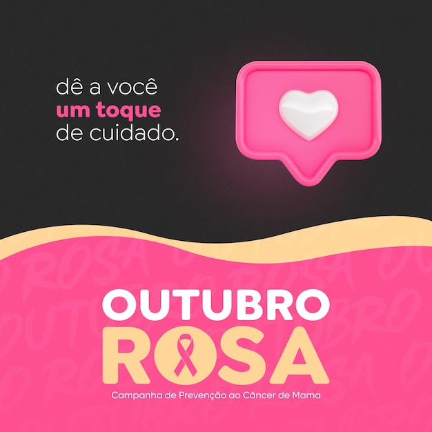 PSD modelo de postagem de mídia social campanha de outubro rosa de conscientização sobre o câncer de mama