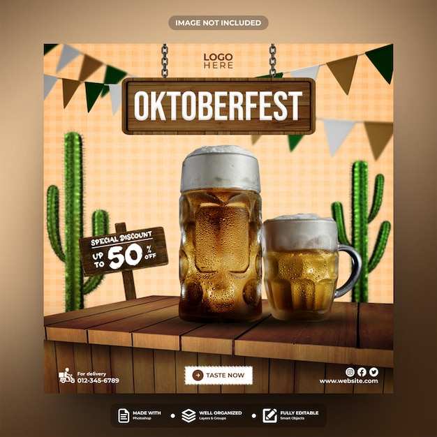 Modelo de postagem de mídia social da oktoberfest