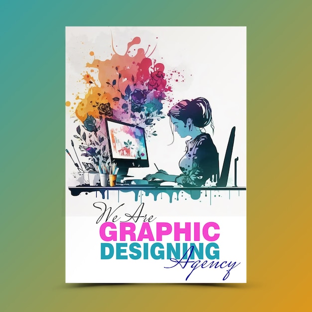 Modelo de postagem de mídia social de agência de design gráfico e foto colorida de água