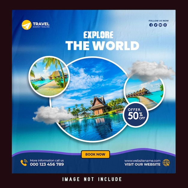 Modelo de postagem de mídia social de agência de viagens
