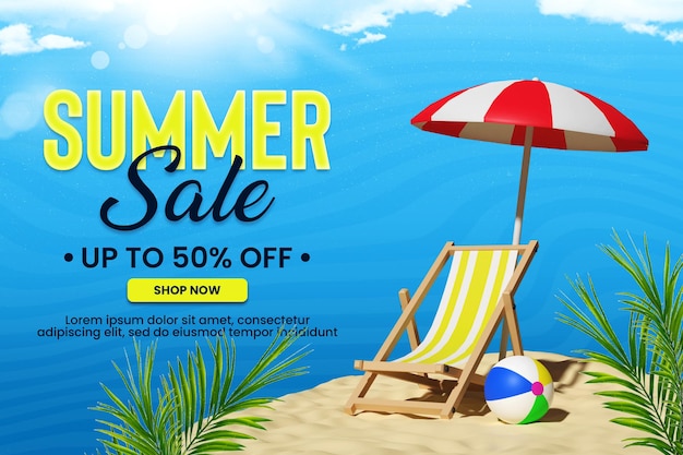 Modelo de postagem de mídia social de banner de venda de verão