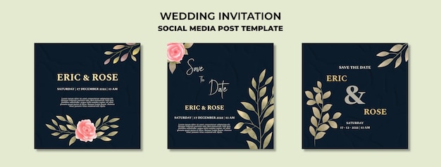 Modelo de postagem de mídia social de convite de casamento floral