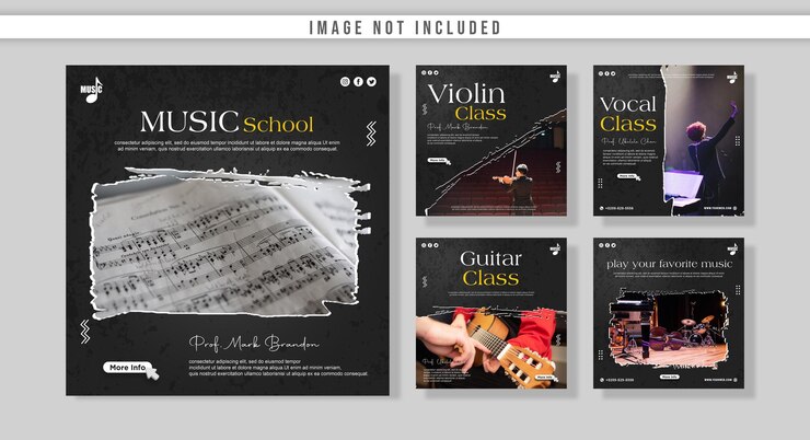 Modelo de postagem de mídia social de escola de música