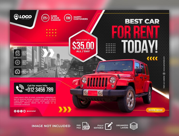 PSD modelo de postagem de mídia social de folheto de vendas de carros