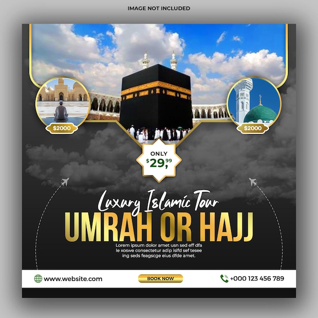 Modelo de postagem de mídia social de Hajj e Umrah