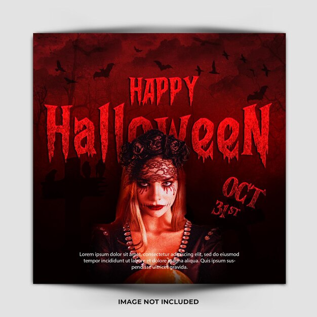 PSD modelo de postagem de mídia social de halloween