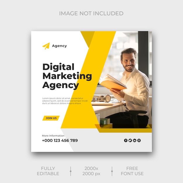 Modelo de postagem de mídia social de marketing de negócios digitais