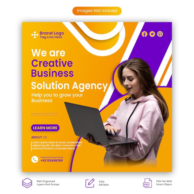 Modelo de postagem de mídia social de marketing digital e banner web corporativo