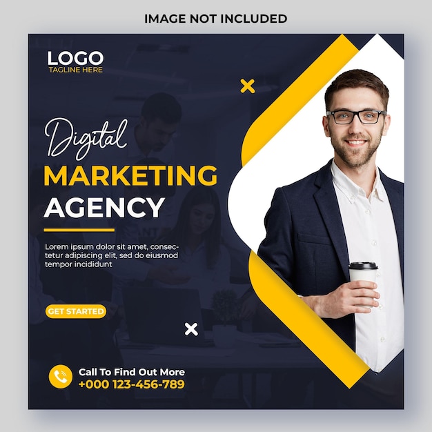 Modelo de postagem de mídia social de marketing digital e Instagram.