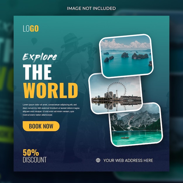 Modelo de postagem de mídia social de pacote de férias para agência de viagens