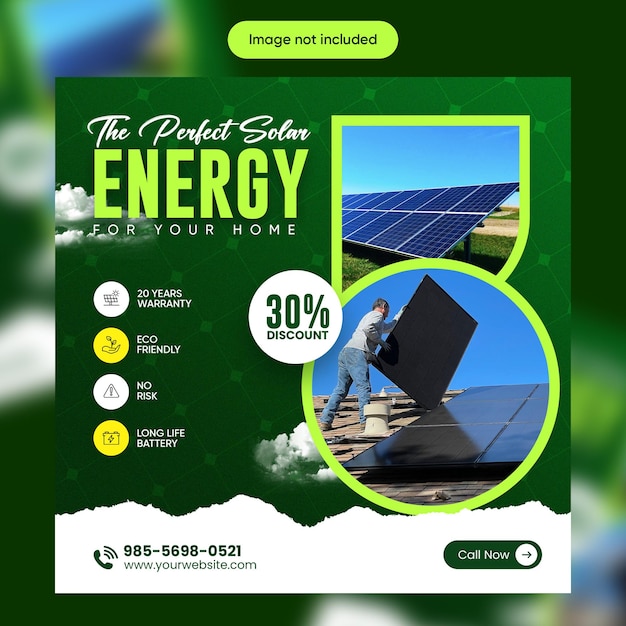 Modelo de postagem de mídia social de painel solar de energia solar gratuito