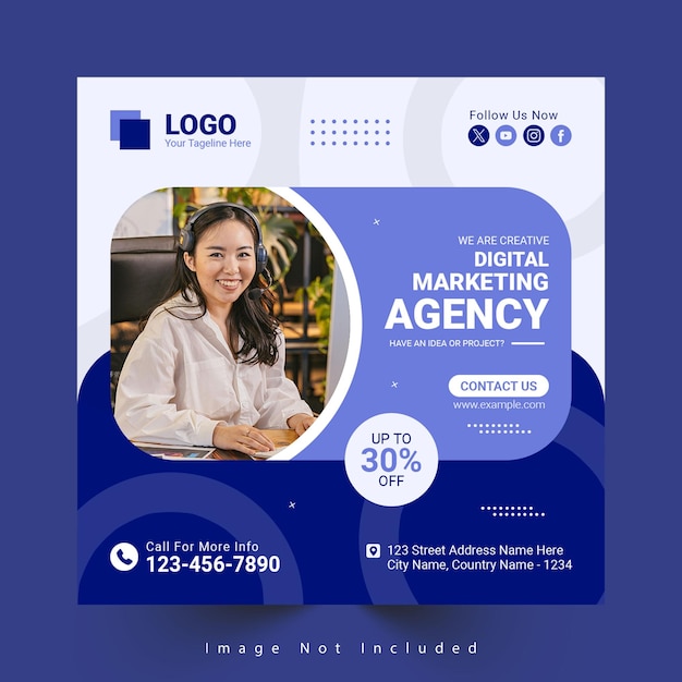 Modelo de postagem de mídia social de promoção de marketing de agência de negócios