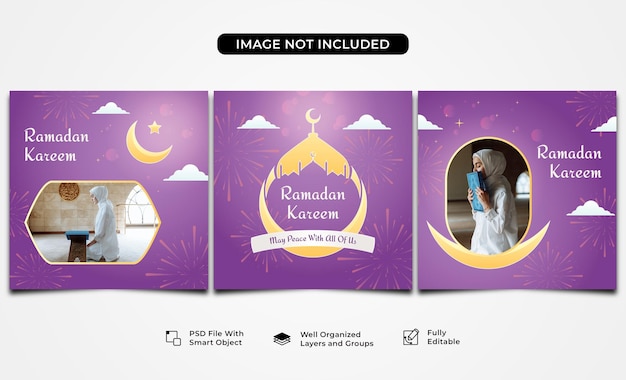 PSD modelo de postagem de mídia social de saudação do ramadã