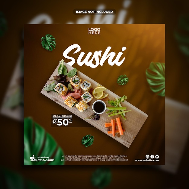 Modelo de postagem de mídia social de sushi