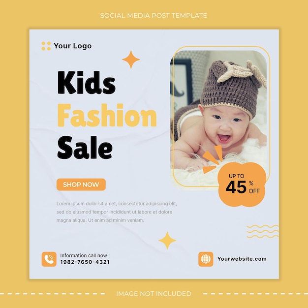 Modelo de postagem de mídia social de vendas de moda para crianças e bebês