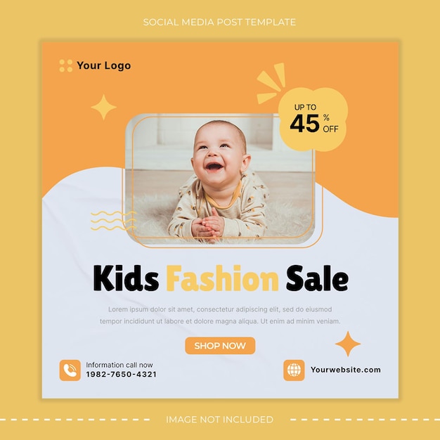 Modelo de postagem de mídia social de vendas de moda para crianças e bebês