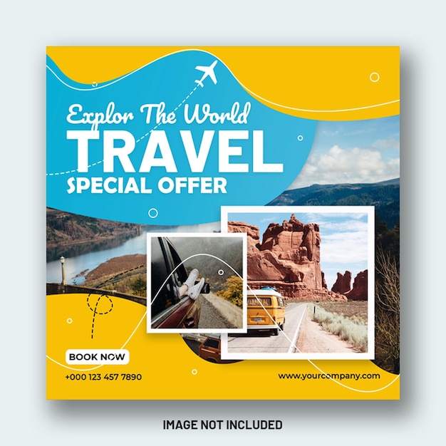 modelo de postagem de mídia social de viagem