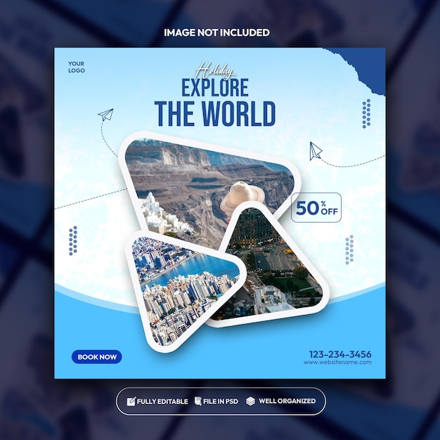 Modelo de postagem de mídia social de viagens e turismo
