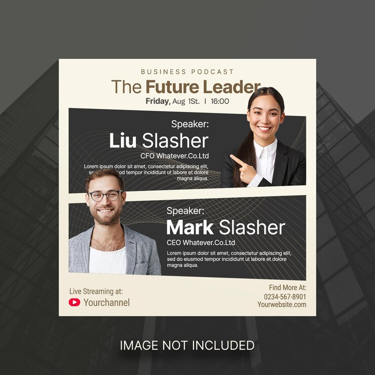 PSD modelo de postagem de mídia social de webinar ao vivo de marketing digital de tema de dois lados elegante