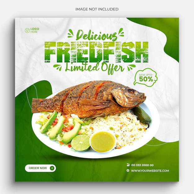 Modelo de postagem de mídia social delicious friedfish