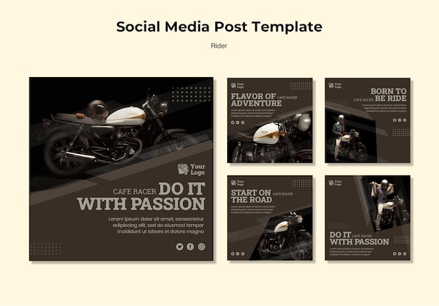 Modelo de postagem de mídia social do conceito rider