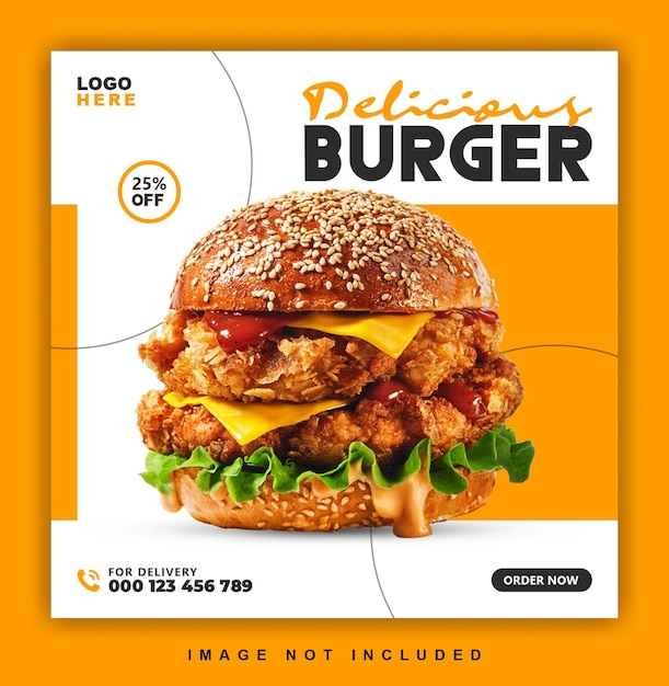 Modelo de postagem de mídia social do Delicious Burger