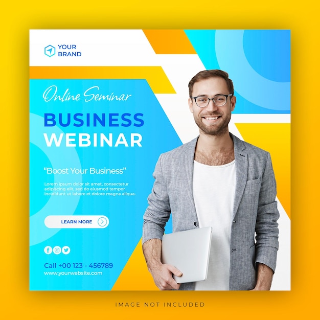 PSD modelo de postagem de mídia social do instagram com design de conceito de webinar de agência de marketing criativo