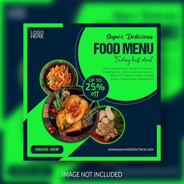 Modelo de postagem de mídia social do menu PSD Food