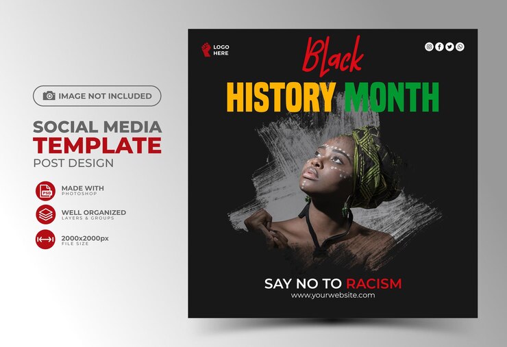 Modelo de postagem de mídia social do mês da história negra