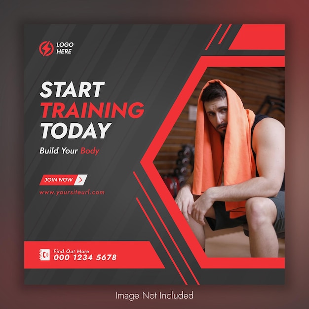 Modelo de postagem de mídia social e instagram de fitness