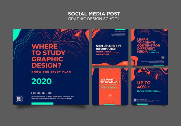 PSD modelo de postagem de mídia social escolar de design gráfico