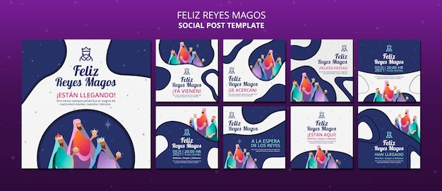 PSD modelo de postagem de mídia social feliz reyes magos