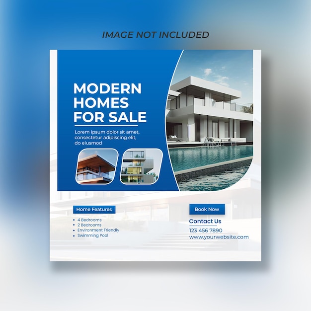 Modelo de postagem de mídia social imobiliária ou design de banner de casa à venda